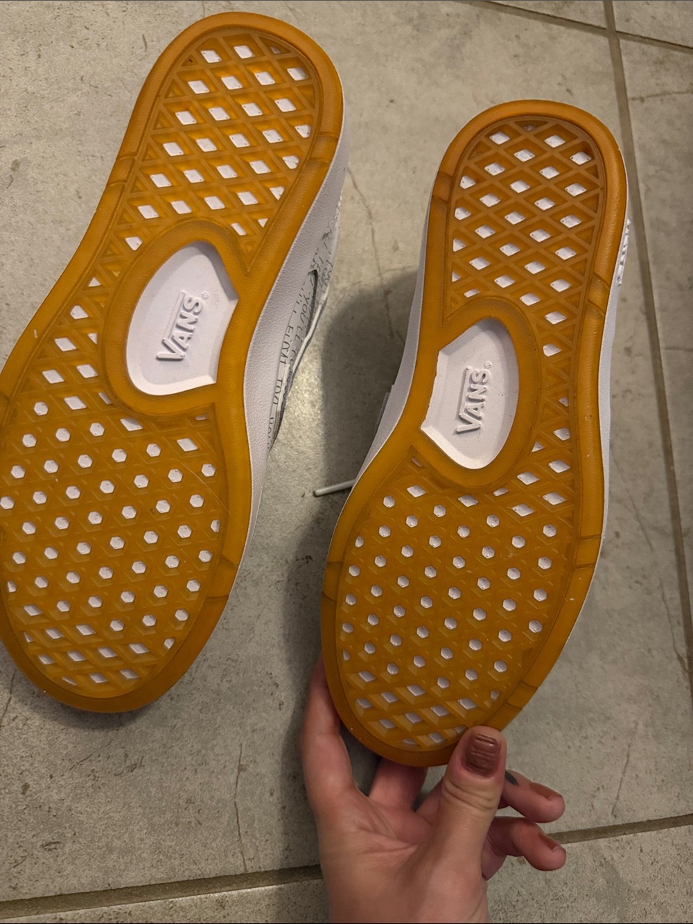 Vans White Low-Top Sneakers with Handwritten Script and Red Insole - Picture 7 of 10